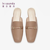 le saunda 2024夏季优雅穆勒拖鞋女鞋外穿凉鞋羊皮勃肯包头半拖5M14502 褐色 TPK