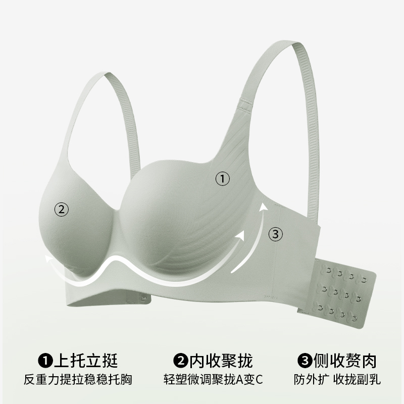 内衣女聚拢小胸显大收副乳防下垂上托调整型无钢圈无痕文胸罩套装