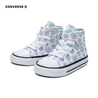 Converse匡威儿童女童帆布鞋帆布鞋高帮魔术贴款童鞋春秋2024新品A08379C 白 2