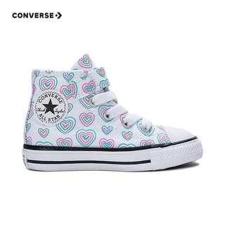 Converse匡威儿童女童帆布鞋帆布鞋高帮魔术贴款童鞋春秋2024新品A08379C 白 2