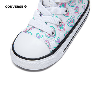 Converse匡威儿童女童帆布鞋帆布鞋高帮魔术贴款童鞋春秋2024新品A08379C 白 2
