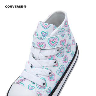 Converse匡威儿童女童帆布鞋帆布鞋高帮魔术贴款童鞋春秋2024新品A08379C 白 2