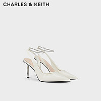 CHARLES&KEITH24夏亮钻链条腕带尖头高跟凉鞋女CK1-60280436 Cream奶白色 38