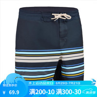 迪卡侬沙滩裤男泳裤温泉裤速干可下水海边度假冲浪裤OVOM -灰色条纹（四分裤） M-L