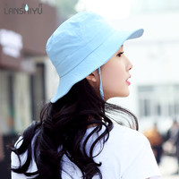 LANSHIYU 兰诗雨 M0522遮阳帽子女夏天韩版潮海边可折叠太阳帽渔夫帽户外出游大沿盆帽 西瓜红