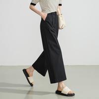 休闲软薄阔腿裤女2024夏季清凉薄款九分宽直筒裤女