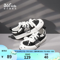 361°童鞋儿童运动板鞋春夏男童板鞋女童帆布鞋亲子鞋 【单双】碳黑 28码 (适合脚长17.5cm)