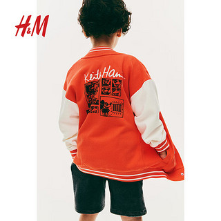 H&M【迪士尼米奇】童装男童2024秋轻便卫衣大廓形棒球外套1231146 红色 90/52