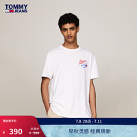 TOMMY JEANS24新款早秋男纯棉平纹针织潮流美食印花短袖T恤DM0DM18552 白色YBR