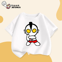 奥特曼夏季2024儿童纯棉衣服男童女童时尚短T恤上衣卡通短袖T儿童节 白色-3杰克 120码身高110-120CM