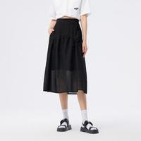 森马 Semir【侧边口袋】肌理感半身裙宽松伞裙半截裙小黑裙子夏季女
