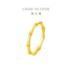 CHOW TAI FOOK 周大福 竹节高黄金戒指素戒指 1.8g EOF193