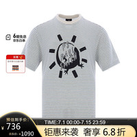 保罗史密斯(paul smith)条纹系列男士PS卡通印花短袖T恤 灰白色 L