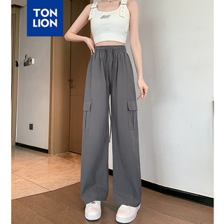 唐狮 TONLION女士阔腿工装裤2024夏季休闲长裤宽松休闲时尚WP 太空灰 XL