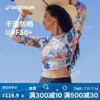 迪卡侬分体泳衣女女款泳裤长裤长袖游泳衣潜水冲浪服5102981 XS 花色