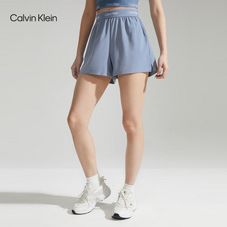 Calvin Klein【吸湿速干】运动24夏季女ck松紧提花舒适跑步运动短裤4WS4S819 420-晚波蓝 S