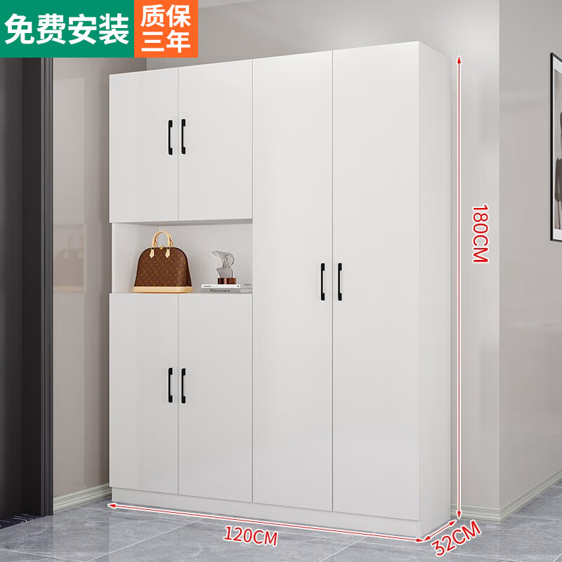 诺曼图 鞋柜门口玄关柜简约大容量衣帽挂衣柜一体鞋柜阳台柜入户门厅柜 六门白