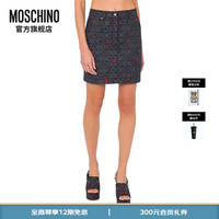 MOSCHINO莫斯奇诺24早秋女士爱心刺绣logo印花半身裙 黑色 36