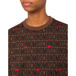 MOSCHINO莫斯奇诺24早秋女士爱心刺绣logo印花圆领卫衣 棕色 XS