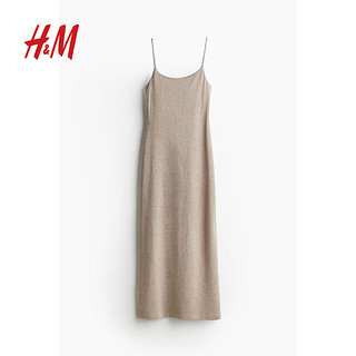 H&M2024夏季女装时尚休闲百搭修身吊带连衣裙1241182 米灰色 165/96 M