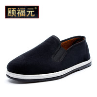 颐福元老北京男千层底单鞋防滑耐磨工作休闲大码中老年透气爸爸鞋开车鞋 加绒黑色（运动鞋码） 39