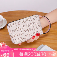 马莎兰缇(MashaLanti)手拿包女士钱包时尚简约便携零钱包手机包实用新年 米白配粉色