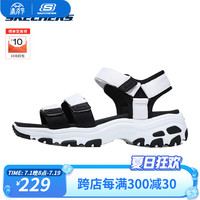 斯凯奇女鞋厚底缓震魔术贴休闲运动凉鞋31514 白色/黑色 WBK 8/38