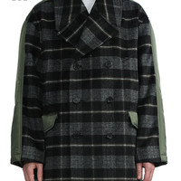 it 5cm/FIVECM男装拼接外套冬季格纹拼接大衣棉服7133W1H