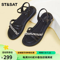 星期六（St&Sat）女鞋小香风舒适凉鞋条带平底沙滩鞋