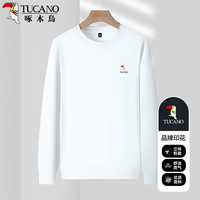 啄木鸟(TUCANO)卫衣男纯色经典款圆领时尚休闲长袖t恤上衣男装打底衫白色 M