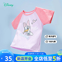 迪士尼宝宝（Disney Baby）童装女童T恤迪士尼宝宝米妮圆领短袖T恤亲肤透气 女童S006 浅彩紫+桃红 120