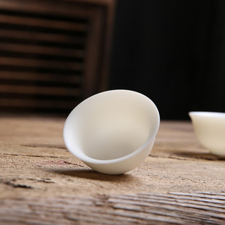 汉隶 德化白瓷羊脂玉茶杯茶具单杯陶瓷功夫茶杯中国白品茗杯素烧泡茶杯茶盏碗家用办公小杯子高档 小压手杯-55ml 一个装