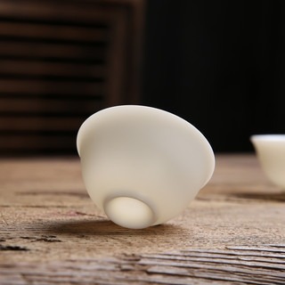 汉隶 德化白瓷羊脂玉茶杯茶具单杯陶瓷功夫茶杯中国白品茗杯素烧泡茶杯茶盏碗家用办公小杯子高档 小压手杯-55ml 一个装