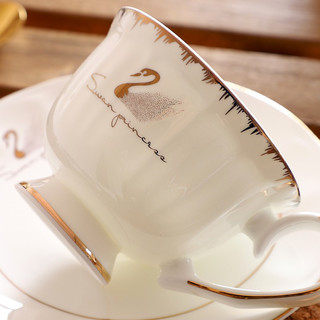 品来运陶瓷茶杯欧式骨瓷咖啡杯套装下午茶具创意英式红茶杯田园风情水杯 天鹅湖 杯碟