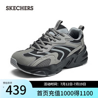 斯凯奇(Skechers)踏浪2024新品男女运动鞋老爹鞋轻质吸震118326 灰色/黑色/GYBK 37.5