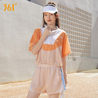 361°泳衣女分体式游泳衣三件套女款204泡温泉泳衣保守女泳装 橘粉色 L 身高157-167cm体重50-55kg