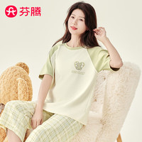 芬腾睡衣女2024夏季纯棉薄款圆领卡通短袖家居服套装Q9FX257290050