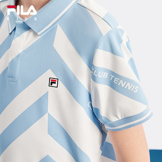 FILA【凉感】斐乐童装儿童上衣2024男中大童运动短袖POLO衫 满印一-ZA 130cm