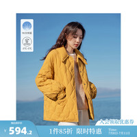 茵曼菱格轻暖短款九江羽绒服2023冬女装新款长袖小个子中长休闲厚外套