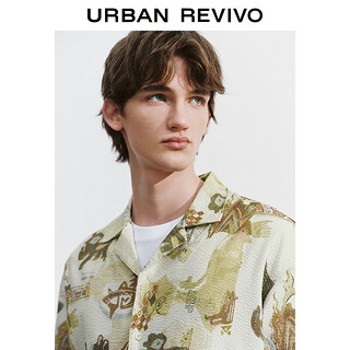 URBAN REVIVO 男士休闲时髦趣味减龄印花开襟衬衫 UML240051 多色 XL