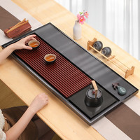 四美堂乌金石茶盘茶托一体式办公家用电木排水茶盘整块茶台茶具60*30*3 简艺60