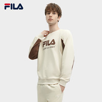 FILA斐乐男子套头卫衣2024春休闲拼接撞色针织上衣 石乳色-IV 185/104A/XXL