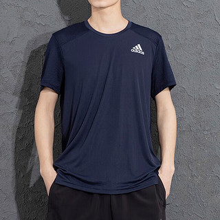 阿迪达斯（adidas）男装短袖 24春运动服跑步训练上衣快干透气休闲圆领t恤潮 AEROREADY科技-传奇墨水蓝 M(175/96A)