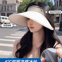 防晒帽子女防紫外线大头围冰丝太阳帽加大帽檐骑车空顶遮阳帽夏季