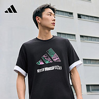 adidas休闲圆领短袖T恤男装阿迪达斯轻运动IS9326 黑色 2XS