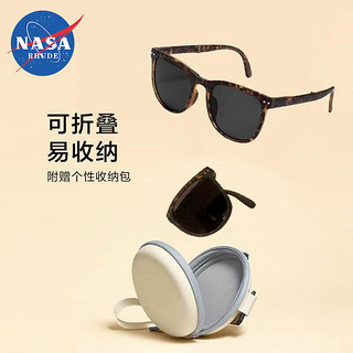 NASA RHUDE可折叠墨镜防晒太阳镜 墨玳瑁（精品眼镜盒+眼镜布）