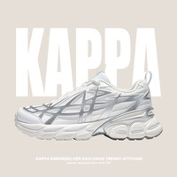 KAPPA卡帕男鞋夏季老爹鞋子男透气运动跑步鞋软底黑色网面休闲鞋 经典白/银色 35