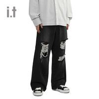 it 5cm/FIVECM款破洞牛仔长裤2024春季潮流街头阔腿裤