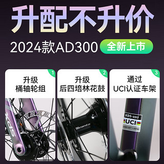 喜德盛（xds）24桶轴版AD300全内走破风公路车18速油碟铝合金自行车成人ad 深灰黑|身高175-185|510mm 全隐藏式破风车架|18速线拉油碟