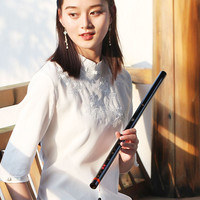 伶吟伶吟初学入门苦竹横笛子一节黑色竹笛子 黑色款 G调